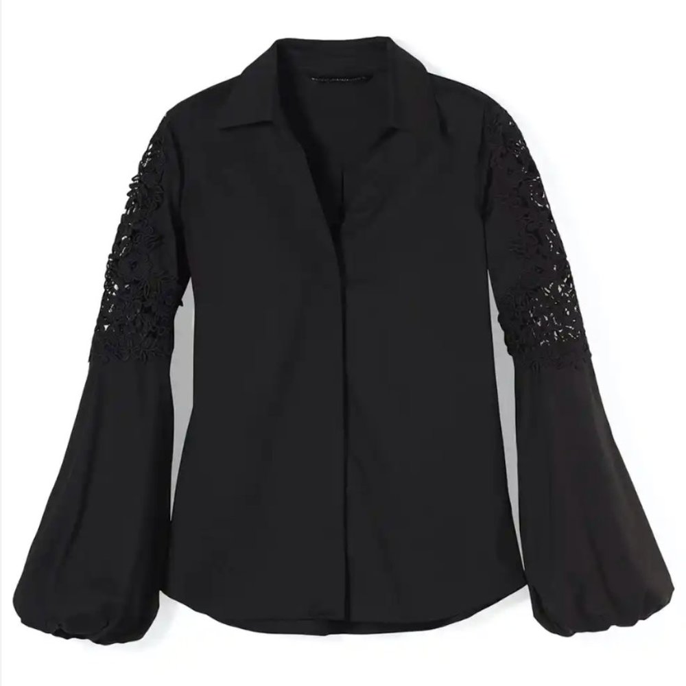 White House Black Market - Lace Poplin Blouse - size 6 - NEW with tags!
